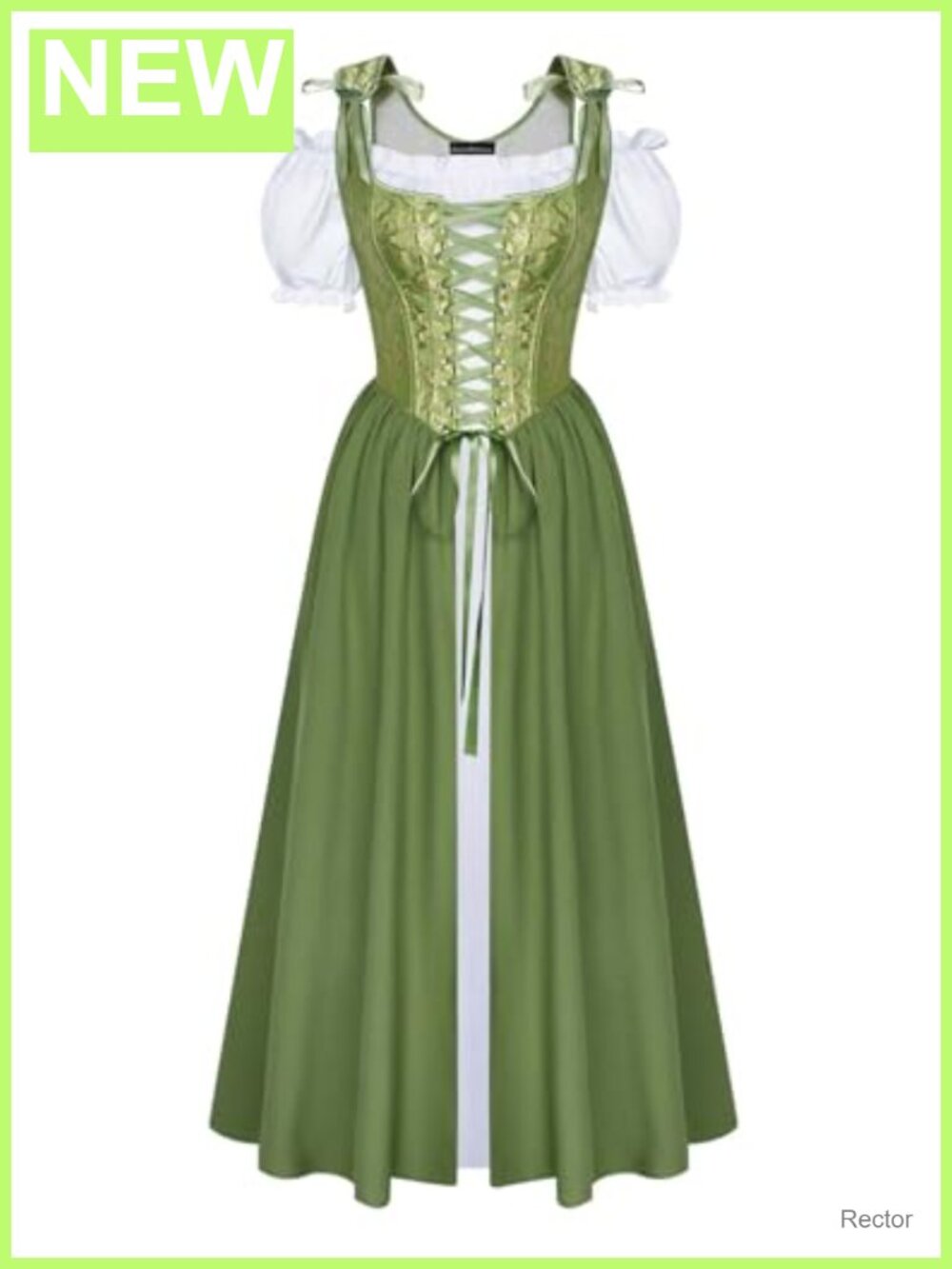 Renaissance Costume Women Medieval Corset Dress Puff Sleeve Off Shoulder Lace Up